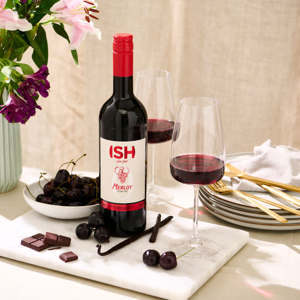 ISH Merlot 0,75 L κόκκινο κρασί χωρίς αλκοόλ