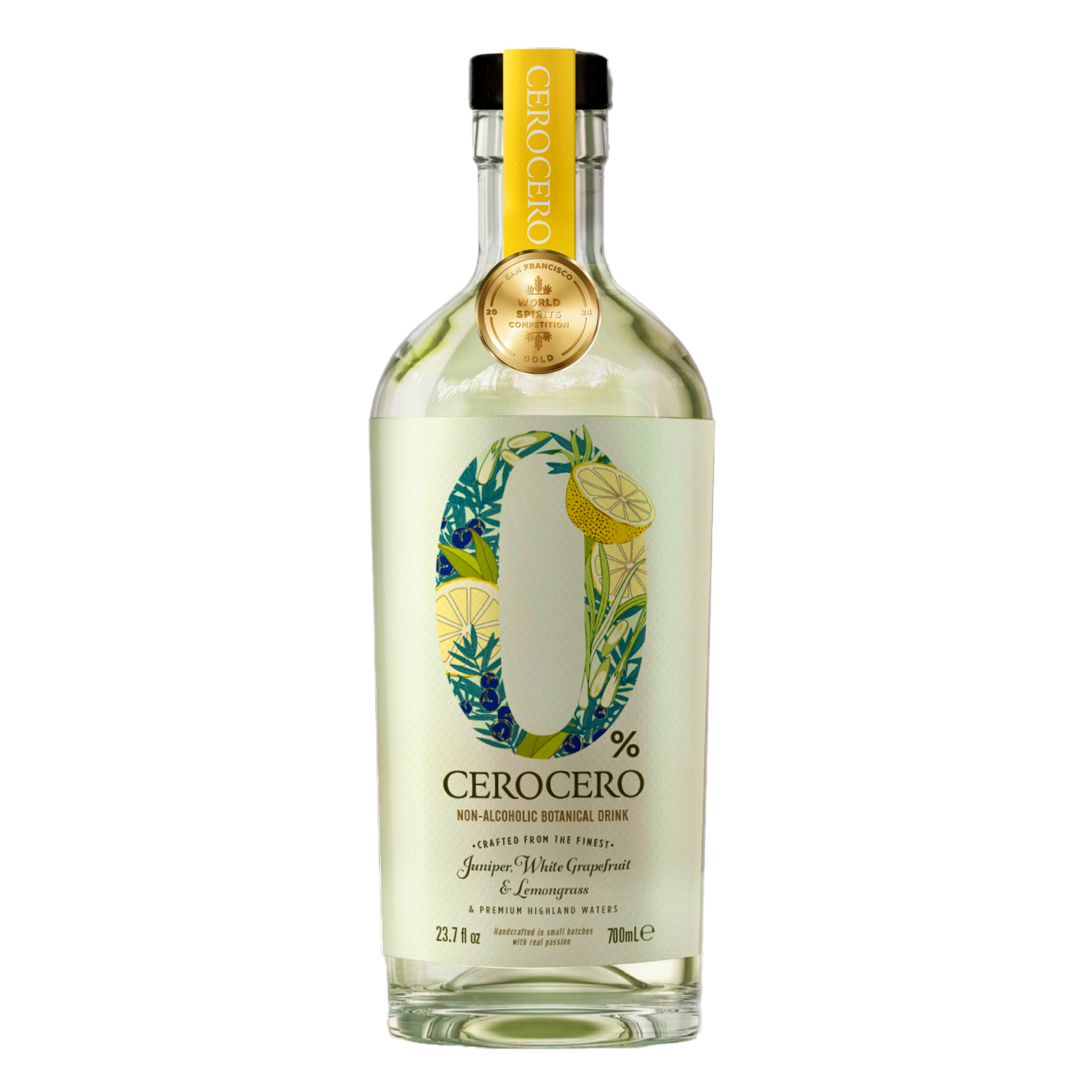 CeroCero White Grapefruit & Lemongrass 0,7L, Εναλλακτικό τζιν χωρίς αλκοόλ