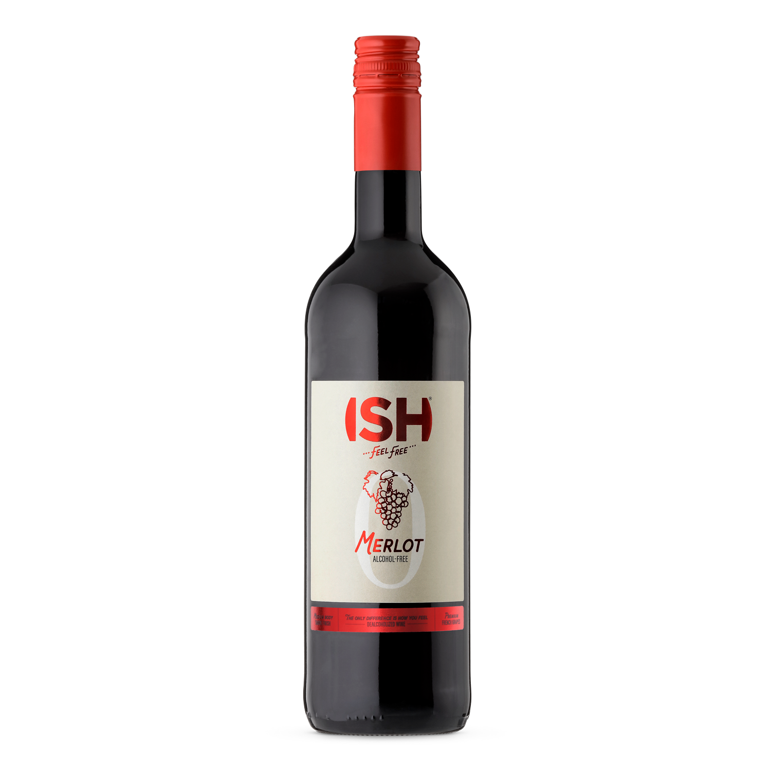 ISH Merlot 0,75 L κόκκινο κρασί χωρίς αλκοόλ